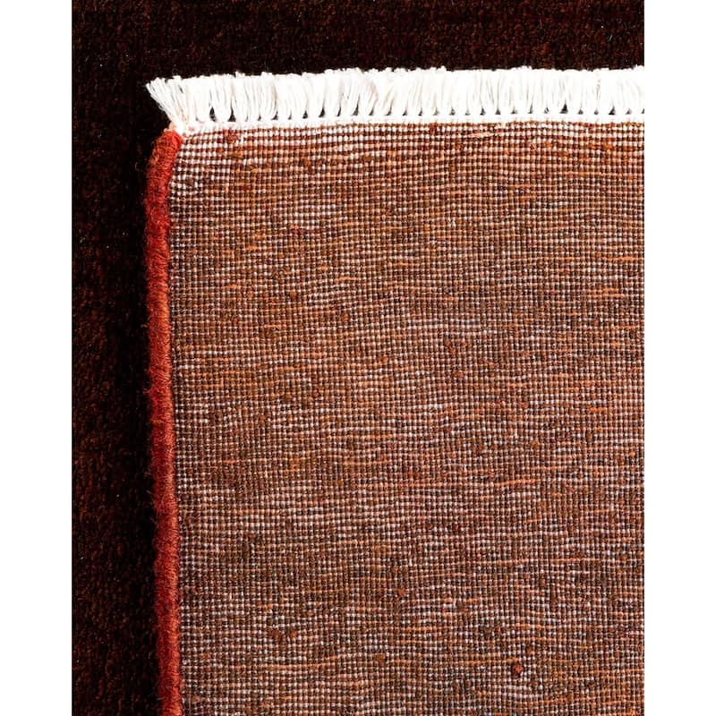 Overton Hand Knotted Wool Vintage Inspired Modern Contemporary Overdyed Brown Area Rug - 3' 2" x 5' 8"