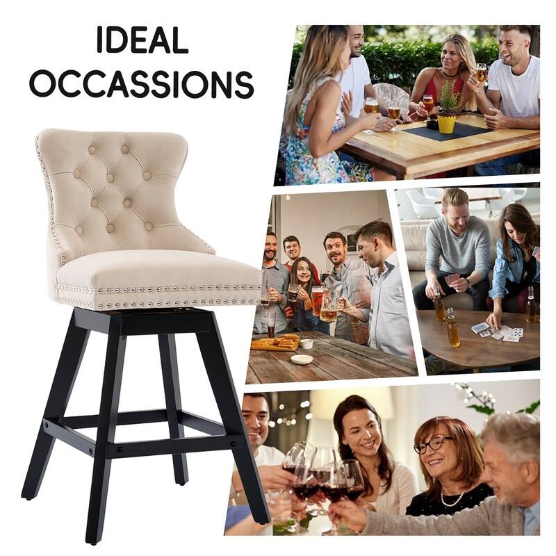 Swivel Velvet Leisure Counter Bar Stools Set of 8