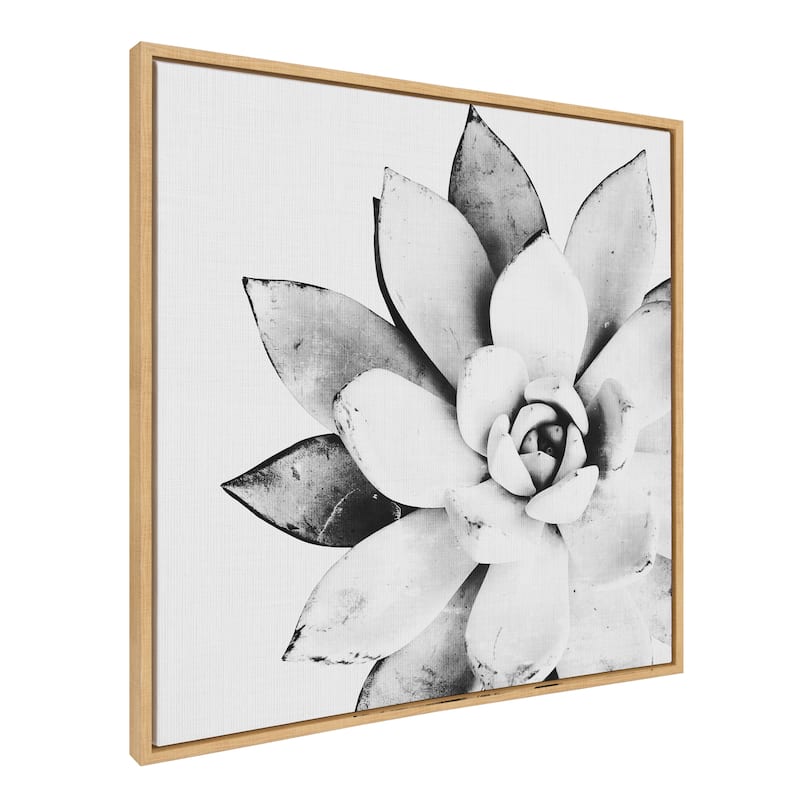 Kate and Laurel Sylvie Succulent Framed Canvas by Simon Te Tai - 30x30 - Plastic - Natural