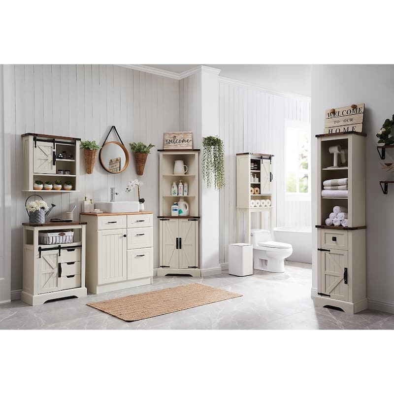 Farmhouse Slim Bathroom Storage Cabinet, 68" Tall Storage Cabinet