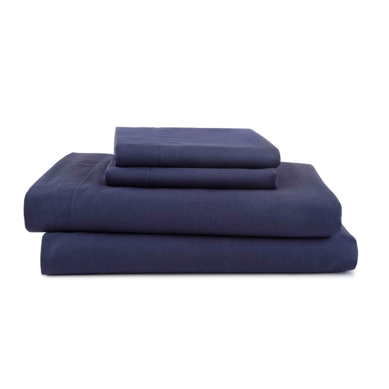 Martex 225 TC - Soft Breathable Durable Deep Pocket - Bed Sheet Set - Twin - Navy