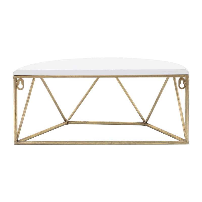 Wood Metal Geometric Demilune Wall Shelf - White, 16"