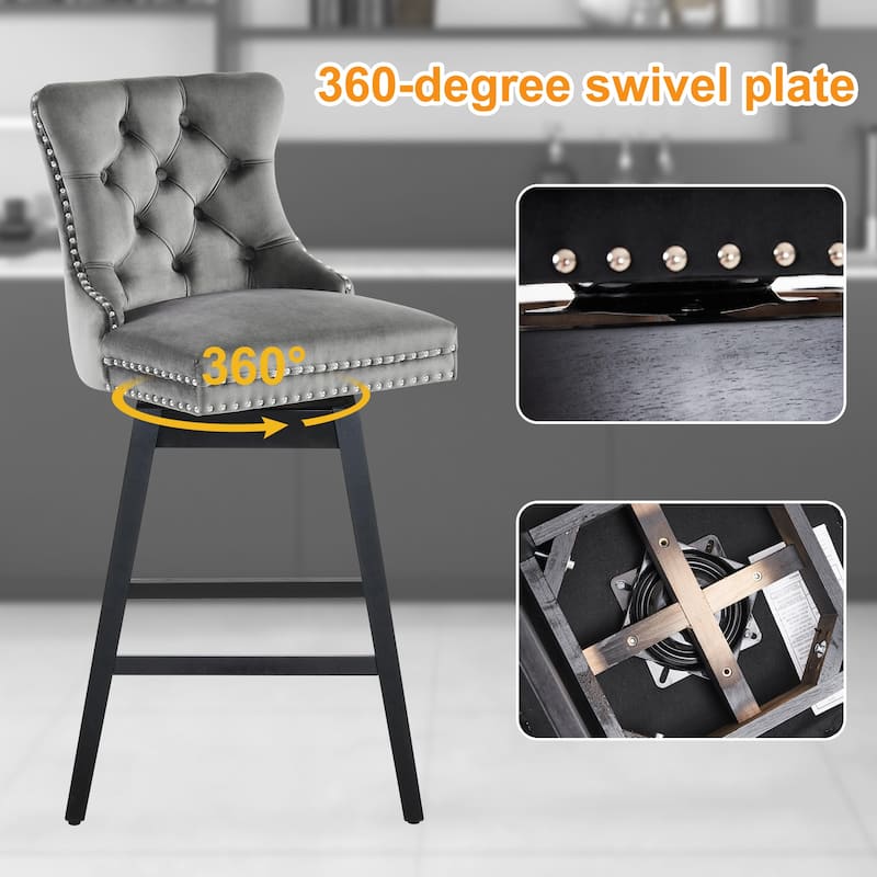 26"/29" Velvet Swivel Counter and Bar Height Stools (Set of 1/2/3/4)