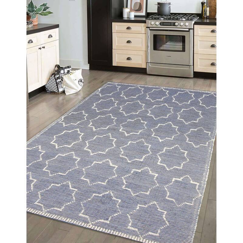ECARPETGALLERY Braid weave Sienna Navy Wool Rug - 4'11 x 7'11