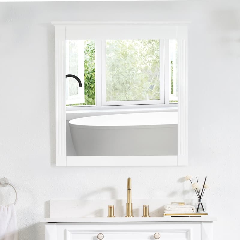 Modern 32'' W Bathroom / Vanity Mirror - White