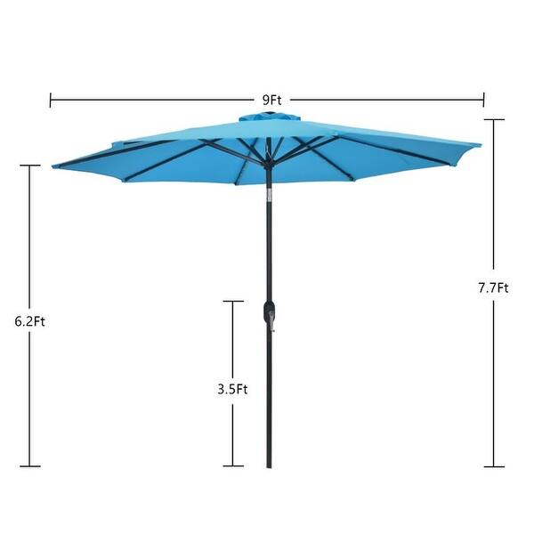 Shop 9 Ft Patio Umbrella With Led Lights Blue Overstock 32082078