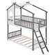 preview thumbnail 6 of 16, Wooden Bunk Bed with Ladder, Guardrail, Roof and Window, Twin Over Twin