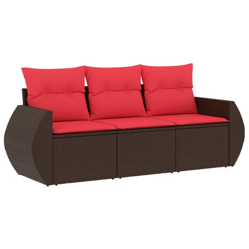 vidaXL Patio Sofa Set with Cushions Outdoor Conversation Furniture Poly Rattan - 21.7 x 24.4 x 27.2