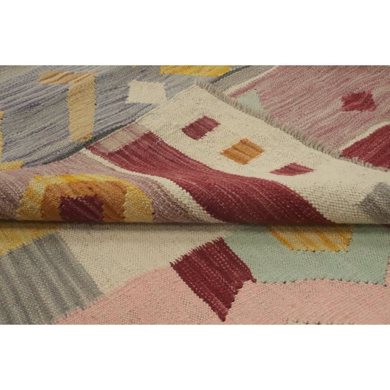 Hand Woven Southwestern Wool Grey Geometric Area Rug - 8' 4'' X 5' 1''