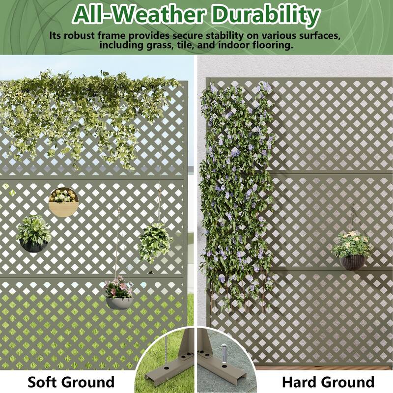 Outdoor Rectangle Privacy Screens Metal Screen Fence Panel Set of 2