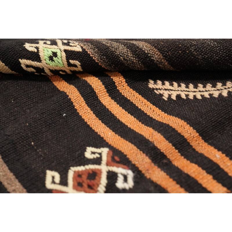 Hand Woven Oriental 100% Wool Carpet Southwestern Tribal Brown Kilim Area Rug - 9' 6'' X 6' 11''