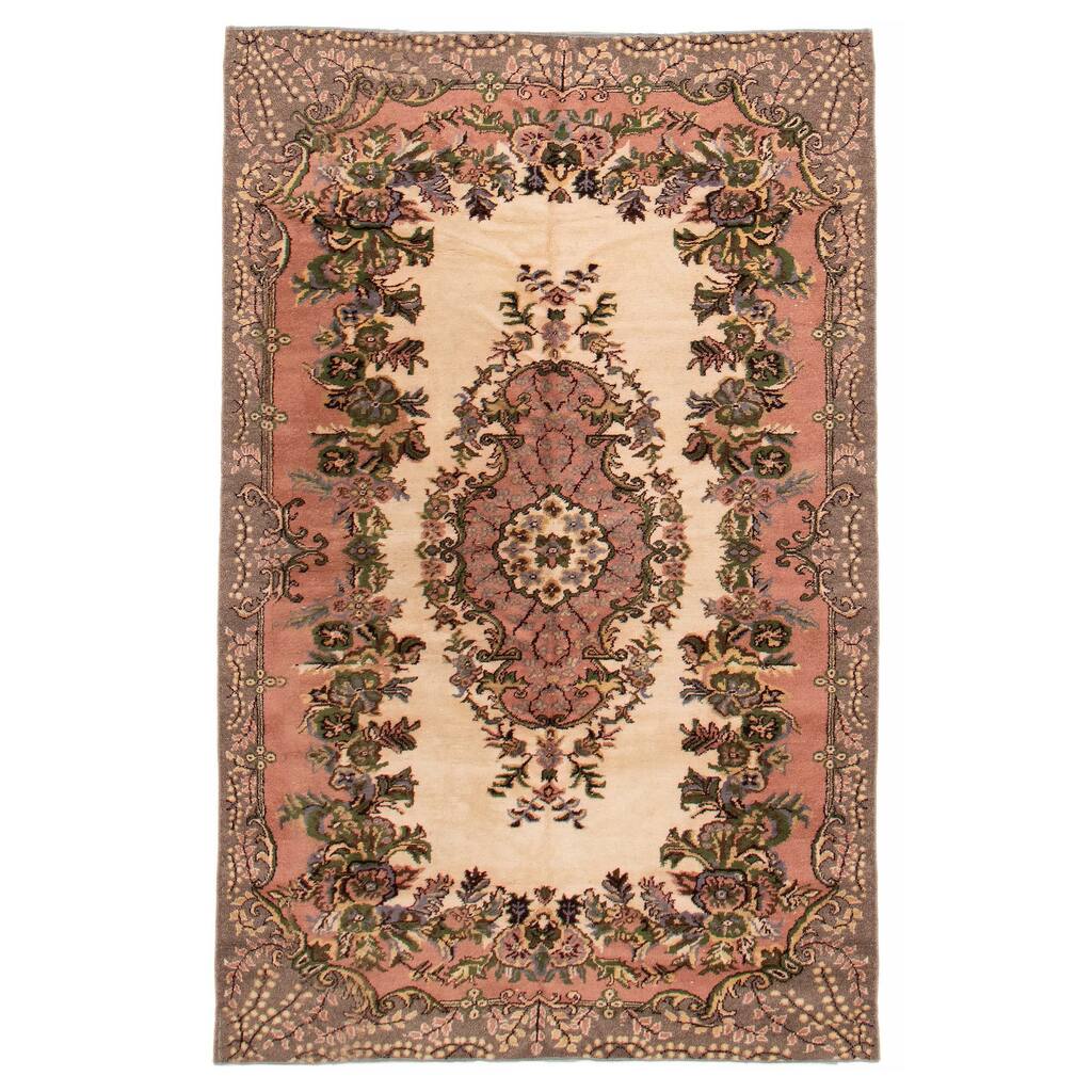 ECARPETGALLERY Hand-knotted Melis Vintage Ivory Wool Rug - 5'11 x 9'5