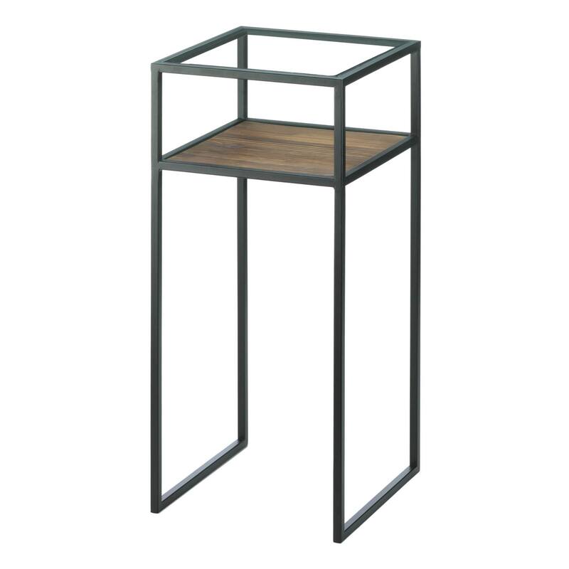 26" Black and Brown Contemporary Small Side Table