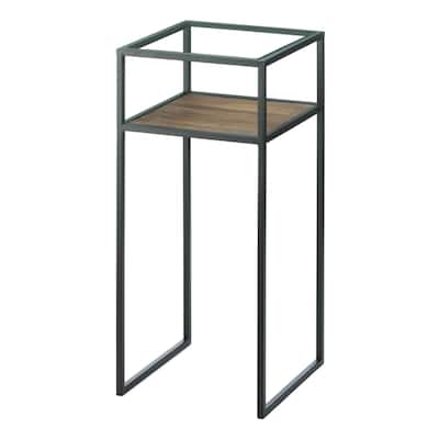 26" Black and Brown Contemporary Small Side Table