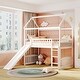 preview thumbnail 20 of 25, Wooden Twin Size House-shaped Loft Bed with Slide, Ladder and Guardrails