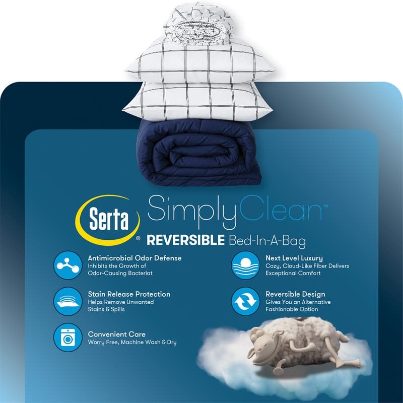 Serta Simply Clean Antimicrobial Reversible Bed in a Bag