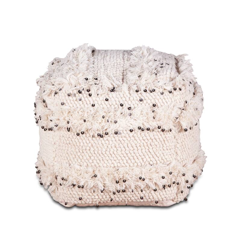 Algiers Upholstered Square Ottoman with Sequins