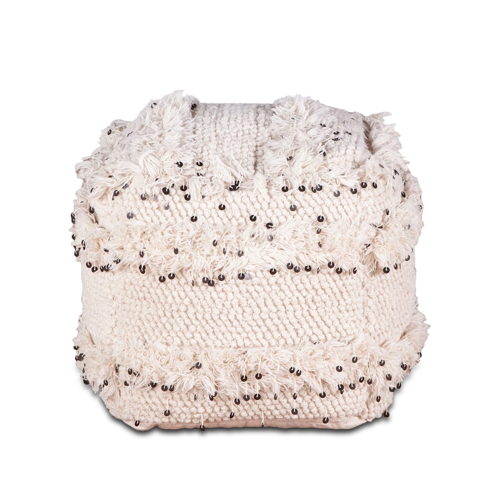 Algiers Upholstered Square Ottoman with Sequins