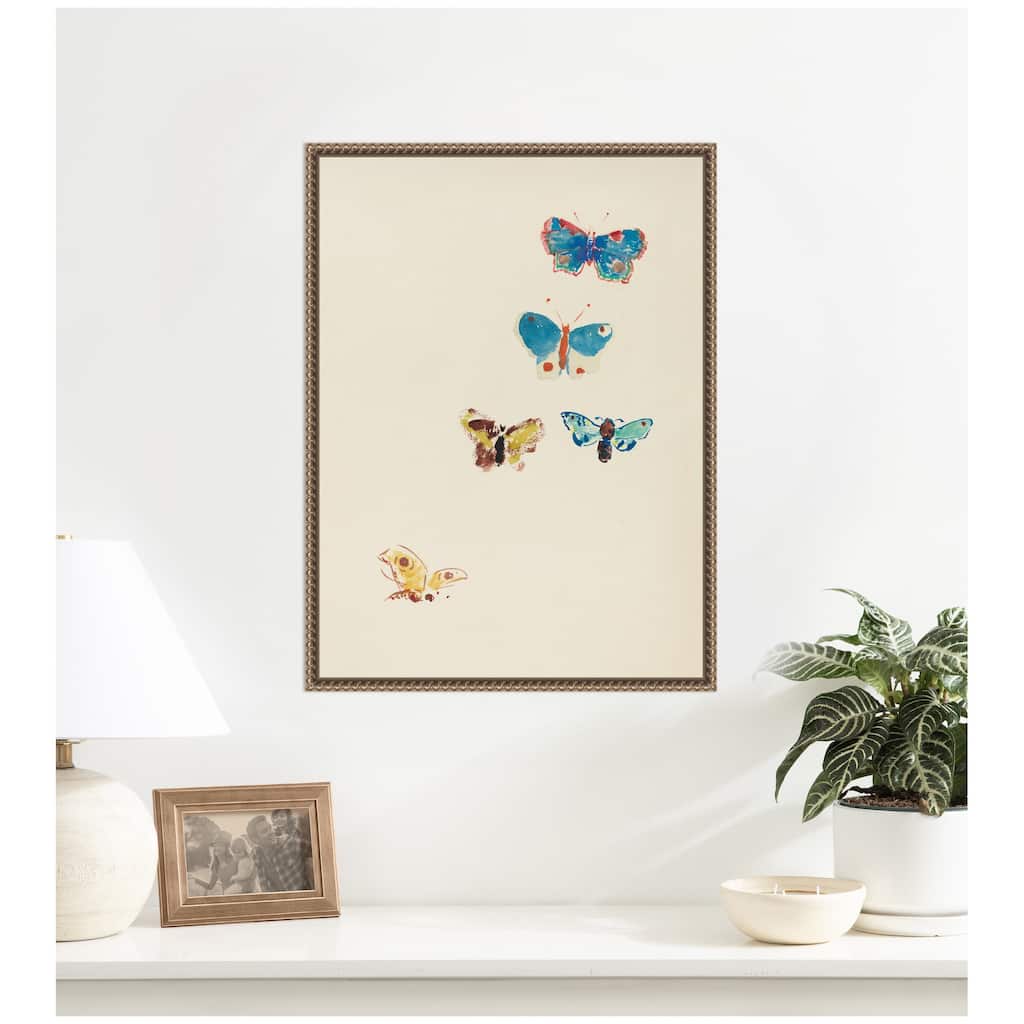 Kate and Laurel Five Butterflies 1912 Odilion Redon by Nostalgia Prints Framed Canvas Wall Art Print