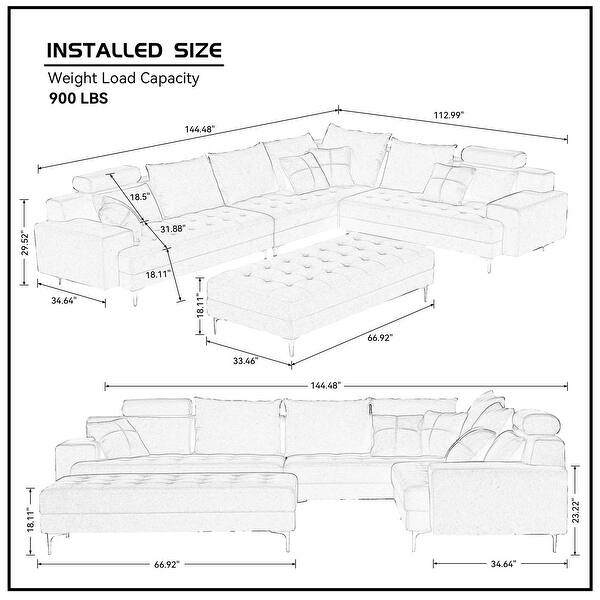 Dark Grey Reversible LShaped Sofa Couch Set with Ottoman Bed Bath & Beyond 37071525