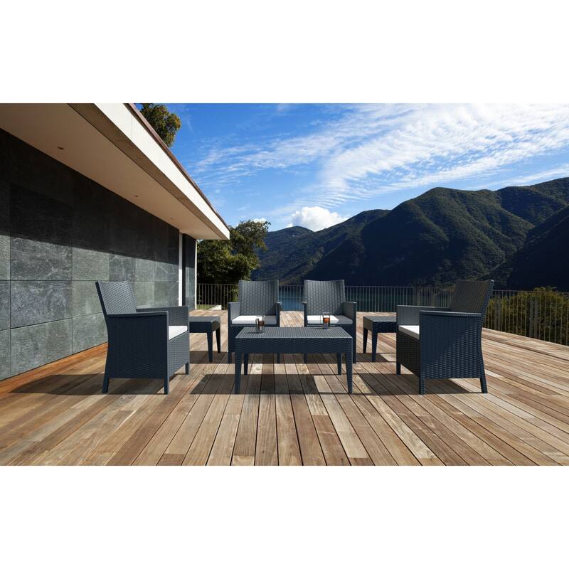 18" Gray Outdoor Patio Wickerlook Square Side Table