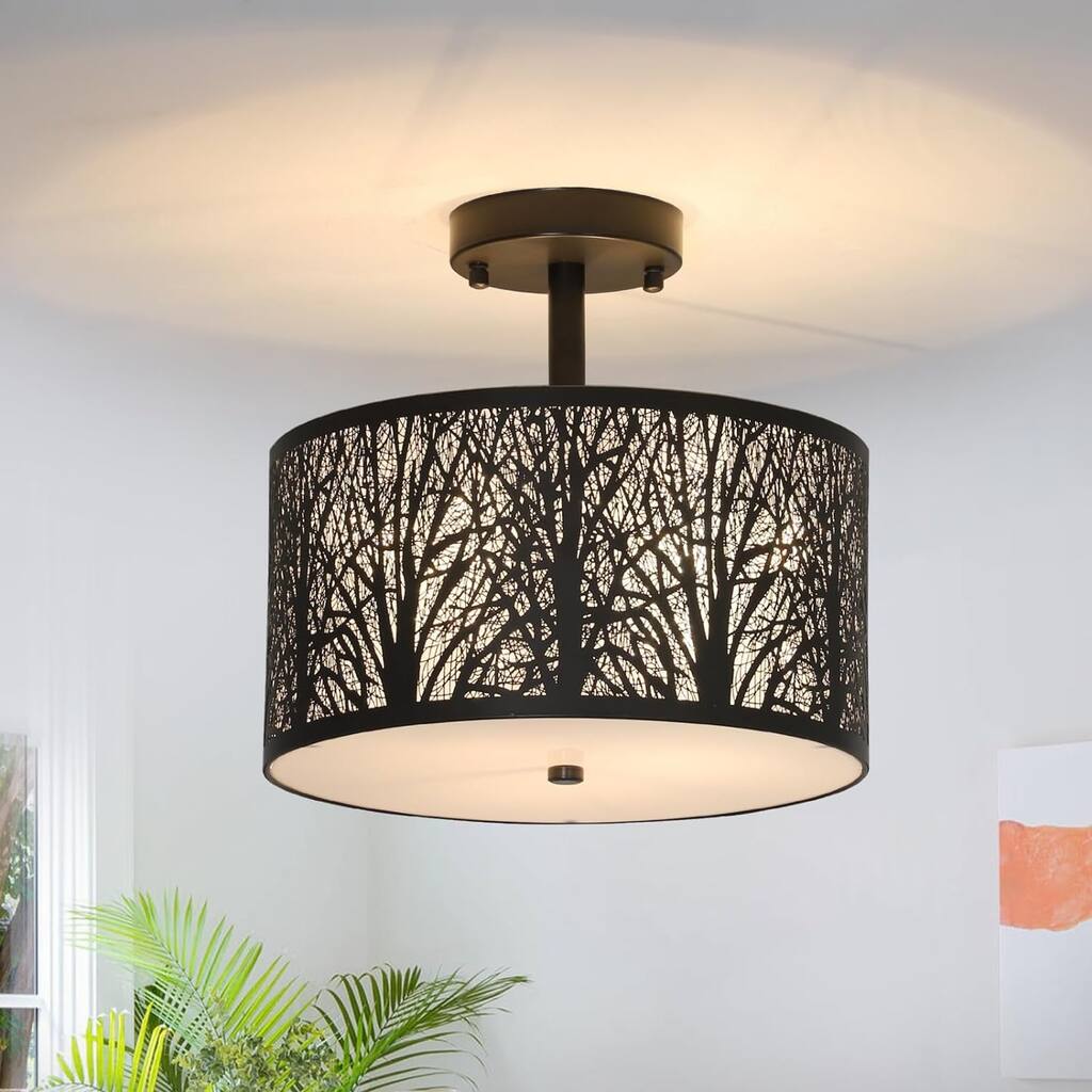 Semi Flush Mount Ceiling Light - black