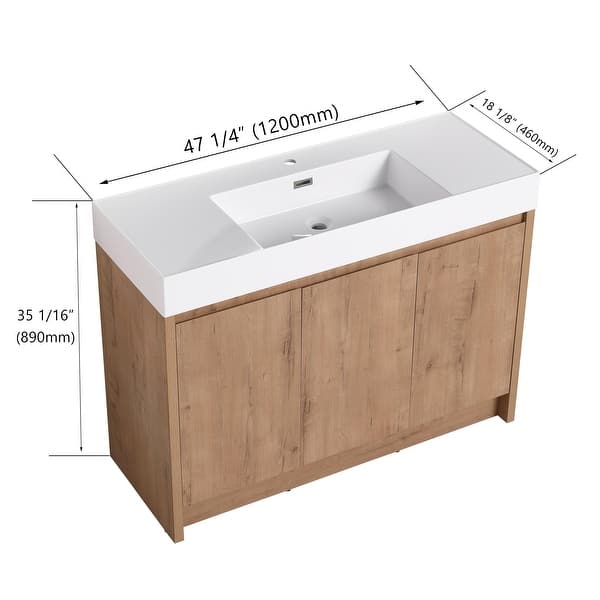 dimension image slide 5 of 9, Beingnext 24"/30"/48"/60" Bathroom Vanity with Sink, Freestanding Bathroom Vanity with Soft Close Door and Shelf