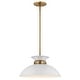 preview thumbnail 3 of 4, Perkins 1 Light Small Pendant Matte White with Burnished Brass
