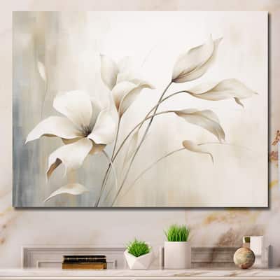 Designart "White Botanical Elegance III" Abstract Botanicals Wall Decor
