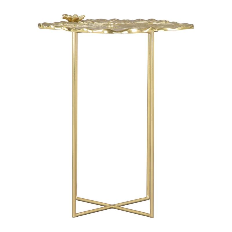 HomeRoots 21" Gold Aluminum And Iron Cross Legs End Table - 17' X '21.3' X '17