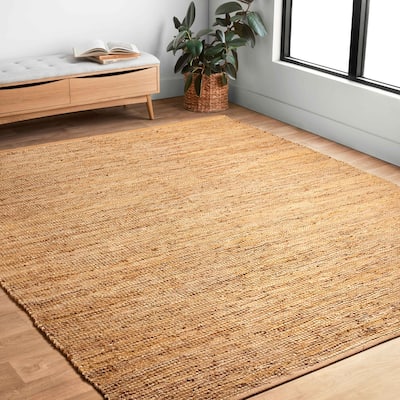 Alexander Home Farmhouse Jute and Leather Handwoven Area Rug