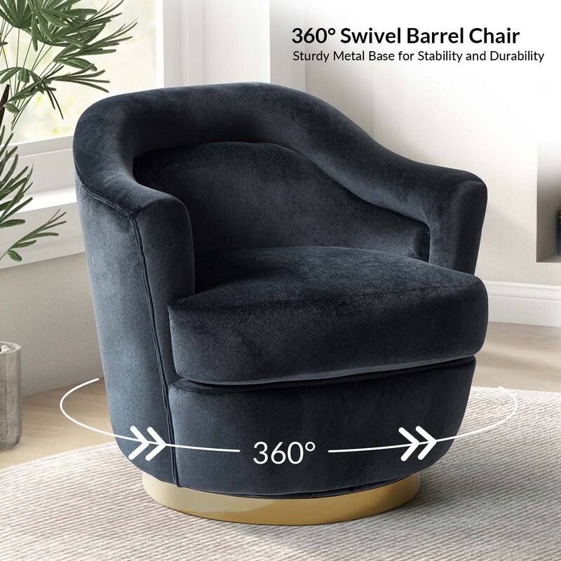 Kanstantin Modern Upholstered Swivel Barrel Chair with Golden Base Set Of 2 by HULALA HOME