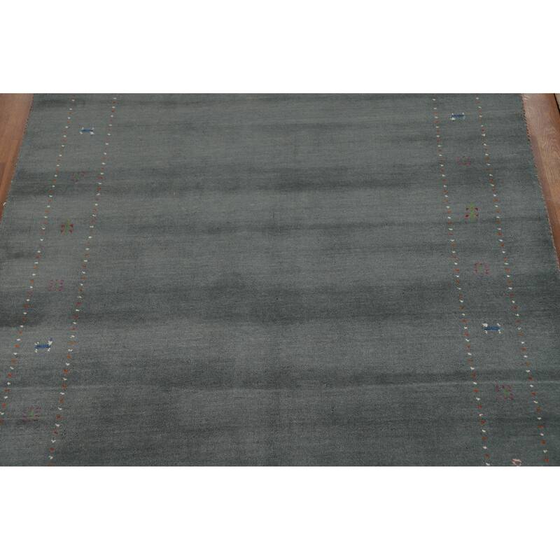 Hand Knotted Oriental 100% Wool Carpet Tribal Tribal Greys & Charcoal Gabbeh Area Rug - 7' 9'' X 5' 0''