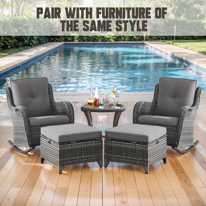 Gymojoy Comfortable PE Rattan Wicker Outdoor Rocking Chair Set of 2