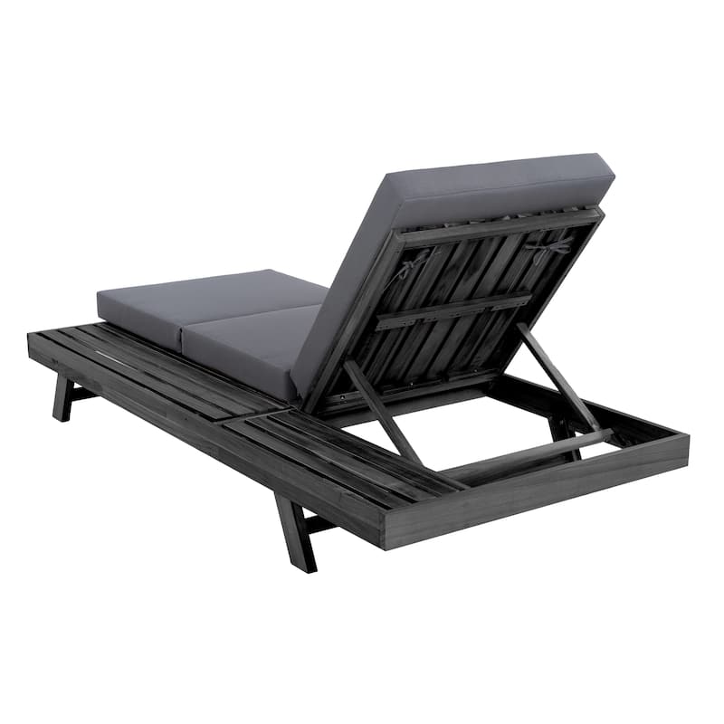 Christopher Knight Home - Calder Modern Outdoor Acacia Wood 4-Position Adjustable Chaise Lounge with Triple-Fold Cushion - 79"L