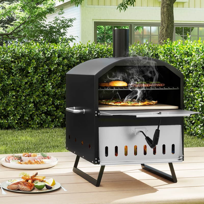 Costway 16" Outdoor Pizza Oven with Stone Peel & Grill Racks Folding - See Details