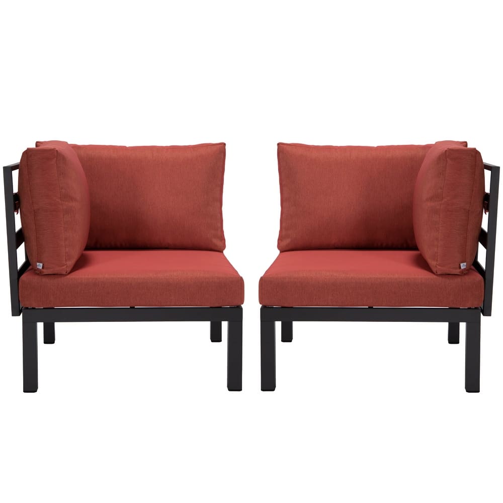 Hamilton Modern 2-Piece Corner Polyester Fabric Upholstered Lounge Chair Loveseat for Patio Garden Porch Backyard