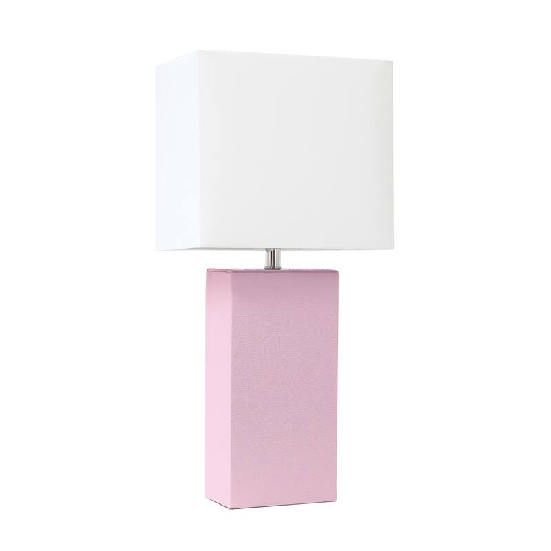 21 in. Brown Finish Table Lamp with Pink Shade, Sturdy Table Lamp for Living Rooms and Bedrooms