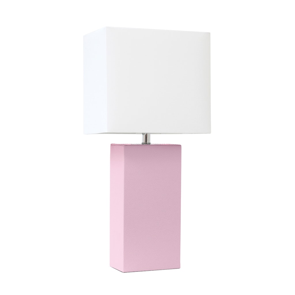 21 in. Brown Finish Table Lamp with Pink Shade, Sturdy Table Lamp for Living Rooms and Bedrooms