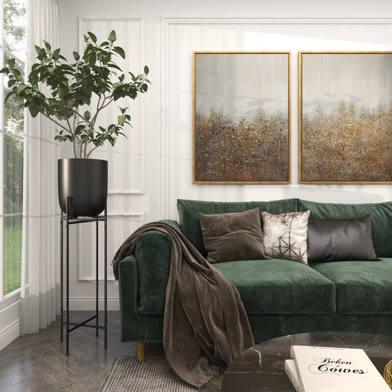 Metal Indoor Outdoor Planter with Removable Stand - Black - Roche River Decor