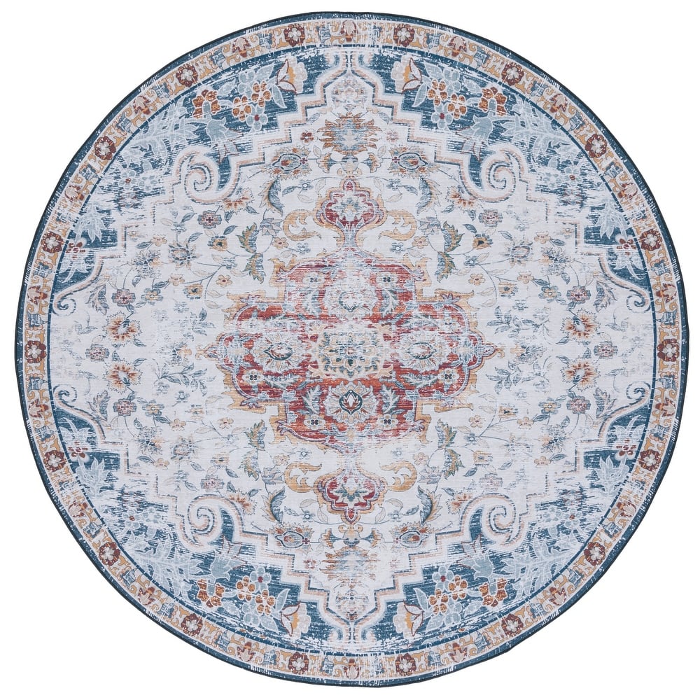 SAFAVIEH Tucson Machine Washable Slip Resistant Harmanda Oriental Medallion