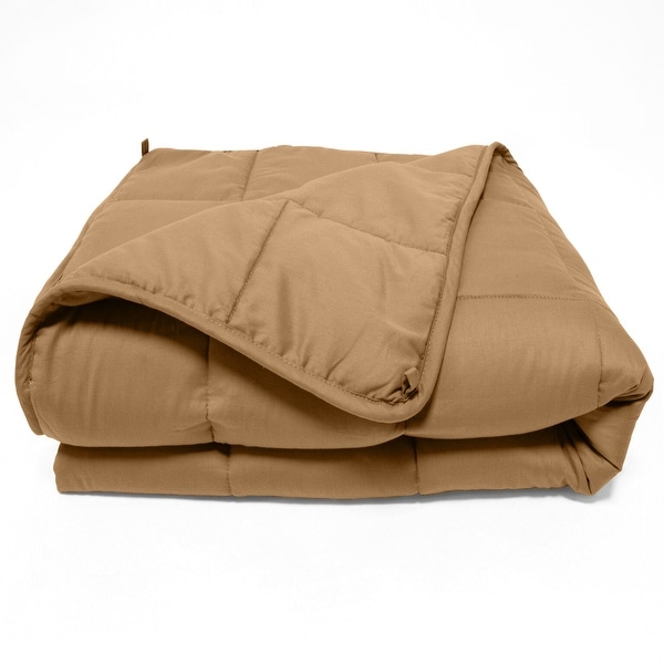 Quilted Microfiber Weighted Blanket 17 lbs. Taupe Bed Bath