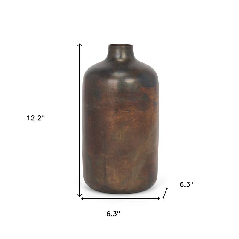 12" Gold Cylinder Metal Table Vase - 6.30
