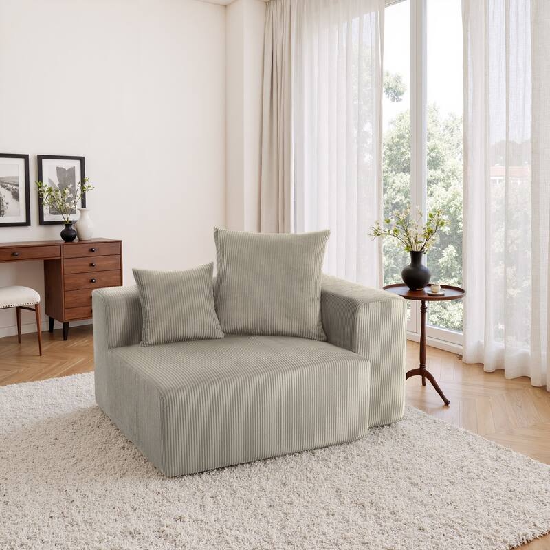 51"W Oversized Modular No Assembly Corduroy Accent Corner Chair