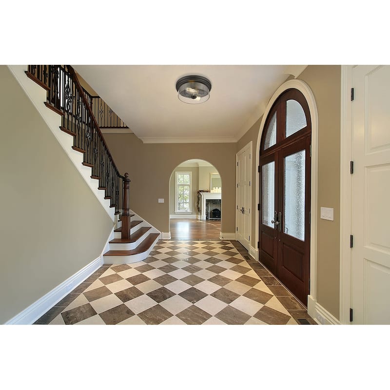 Bellevue Trigvey 2 Light 13" Wide Flush Mount Drum Ceiling Fixture