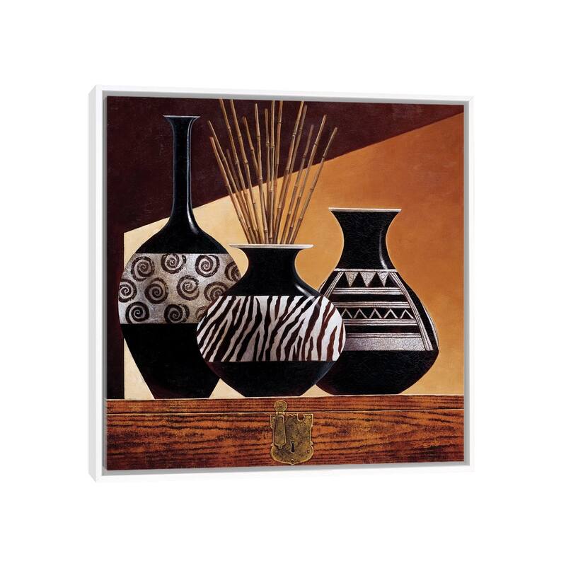 iCanvas "Patterns In Ebony I" by Keith Mallett Framed Canvas Print - 37x37 - White