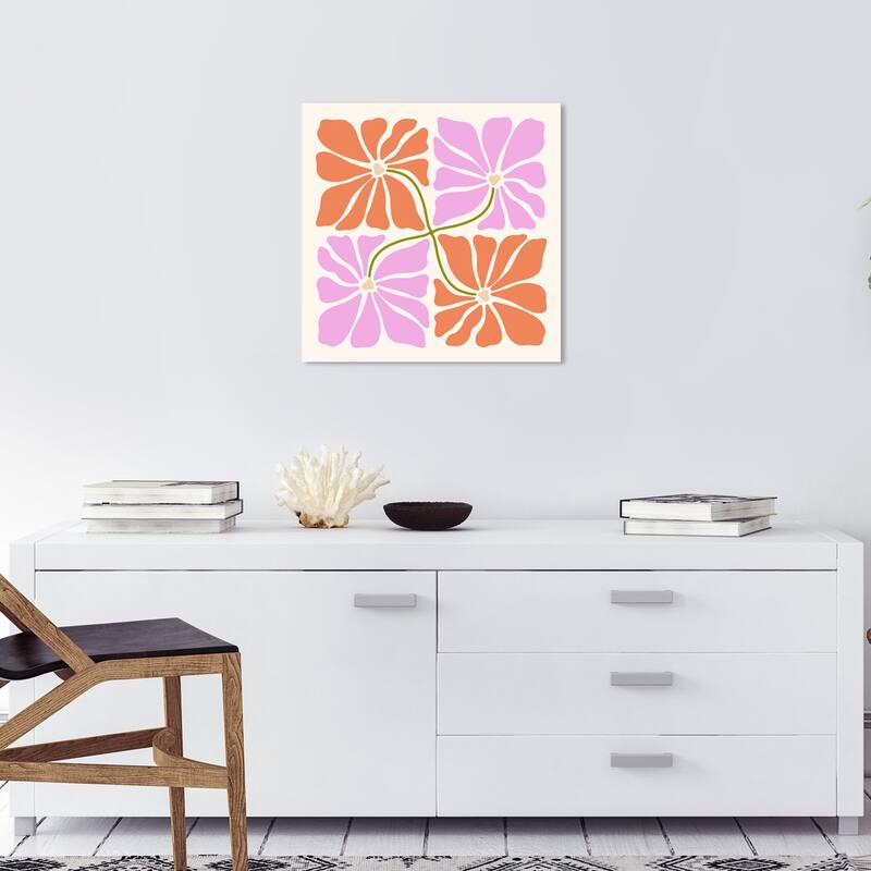 Wynwood Studio Canvas Floral and Botanical Flowers Opposite Orange Modern & Contemporary Wall Art Canvas Print