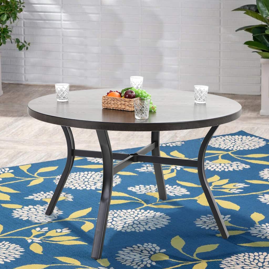 MAISON ARTS Outdoor Metal Dining Table 44" Round Patio Dining Table with a 1.6" Umbrella Hole