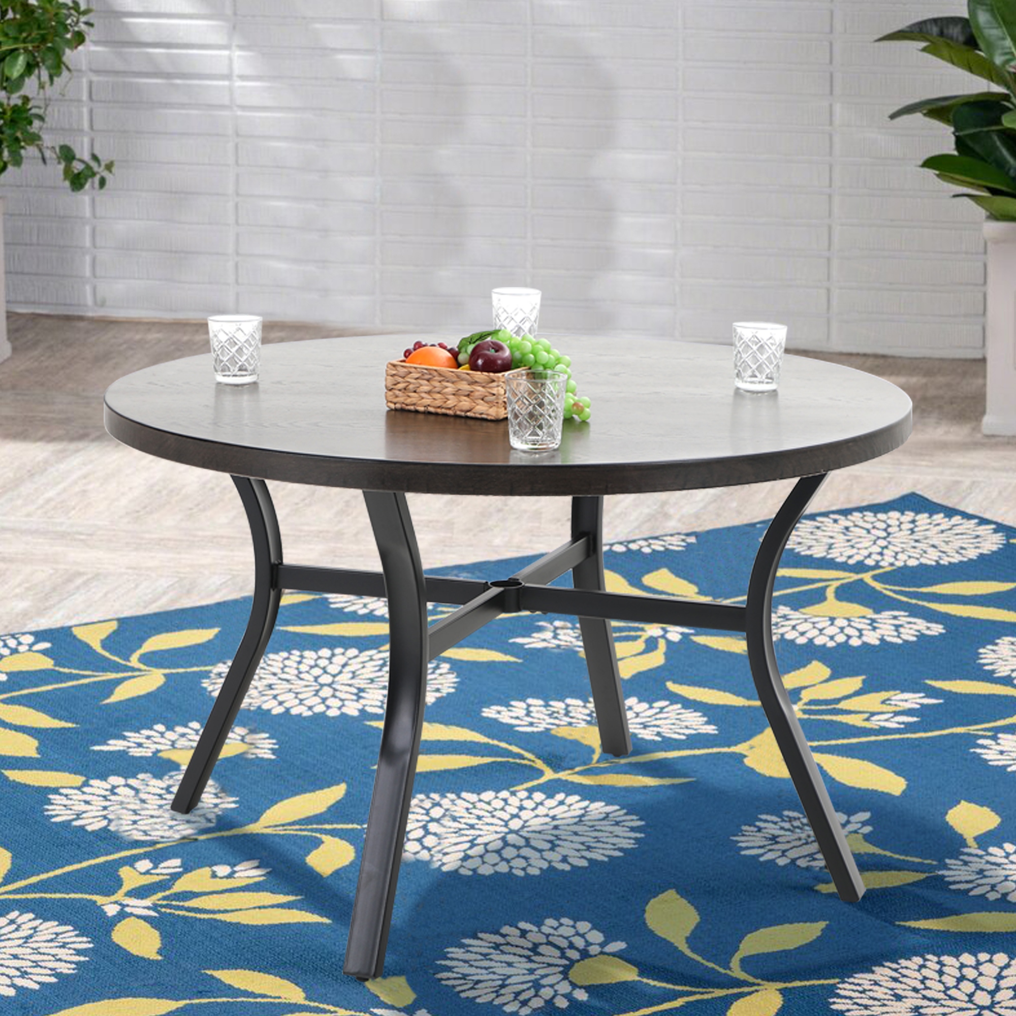 Round outdoor table shop with umbrella