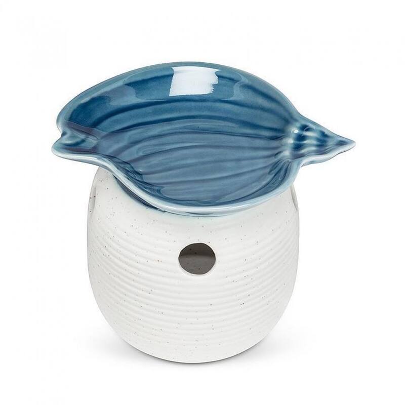 Blue Seashell On A White Base Oil Warmer